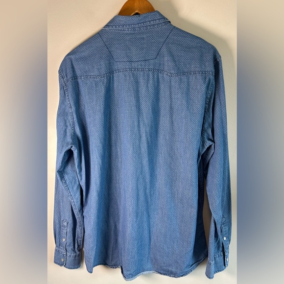 Threadbare Men’s Denim Western Shirt Size XL 100% Cotton Snap Button Polka Dots - Picture 6 of 11
